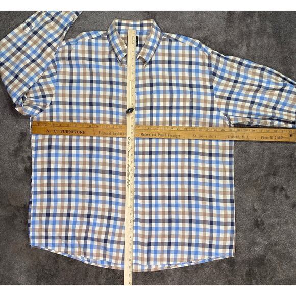 Jos A Bank Men's XL Executive Collection Long Sleeve Blue Tan White Large Check - Picture 11 of 11